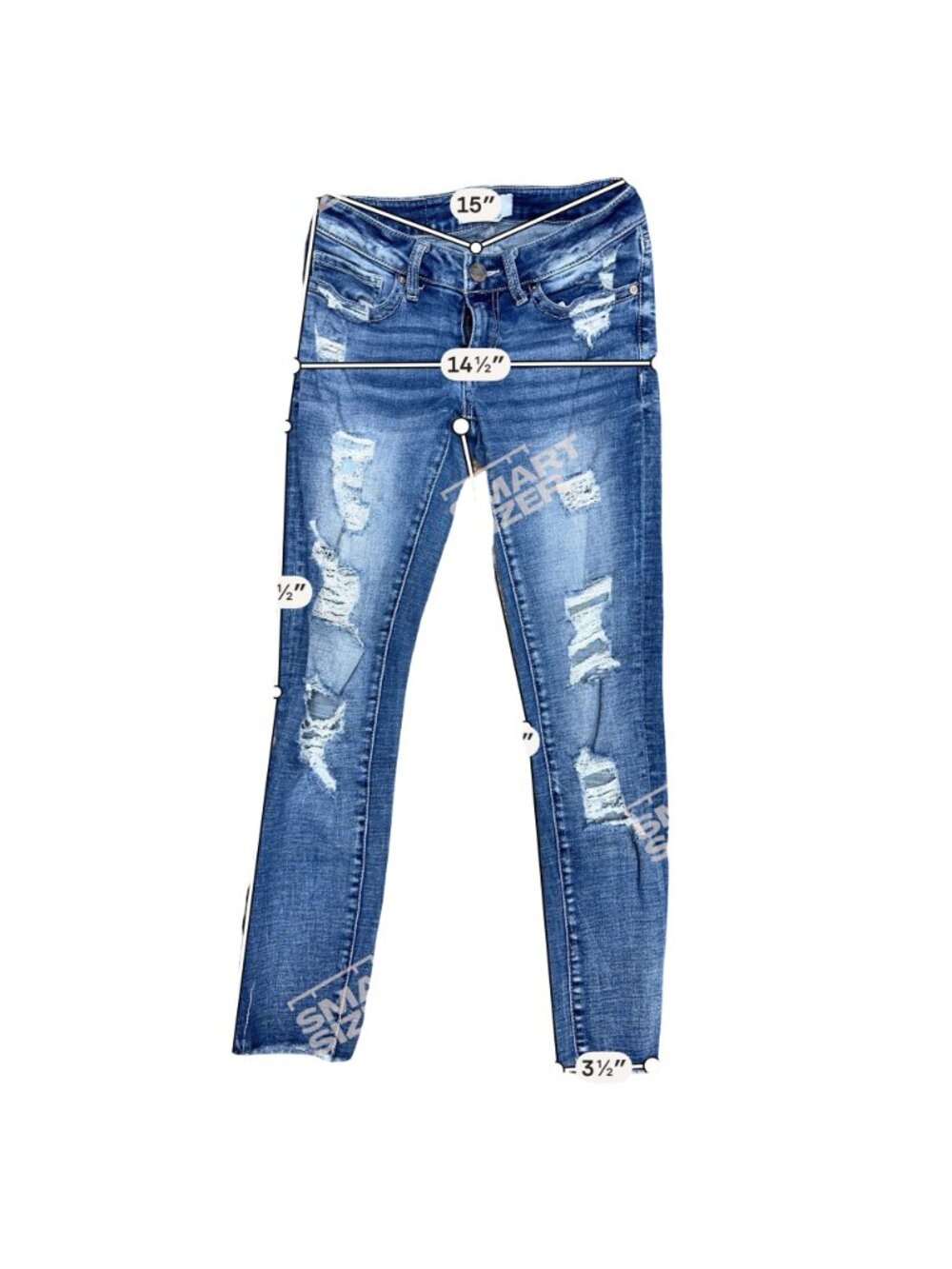BKE Stella Slim Fit Low Rise Ankle Skinny Distressed Jeans Size 25 Blue Denim - Picture 2 of 8